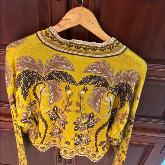 FARM Rio Vibrant Yellow and Brown Knit Sweater - Picture 2 of 7